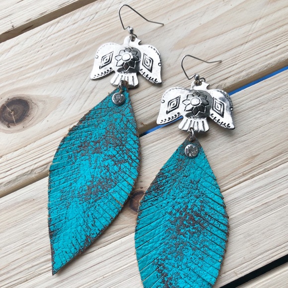 Thunderbird & Leather Feather Earrings🌿Boho - Picture 3 of 7